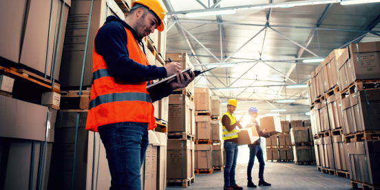 Black Friday temp staff working in a warehouse